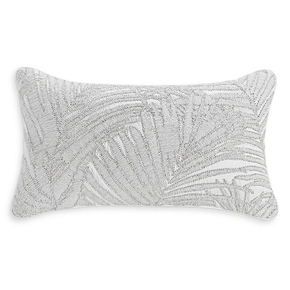 Hudson Park Collection Woven Palm Jacquard Silk Beaded Decorative Pillow